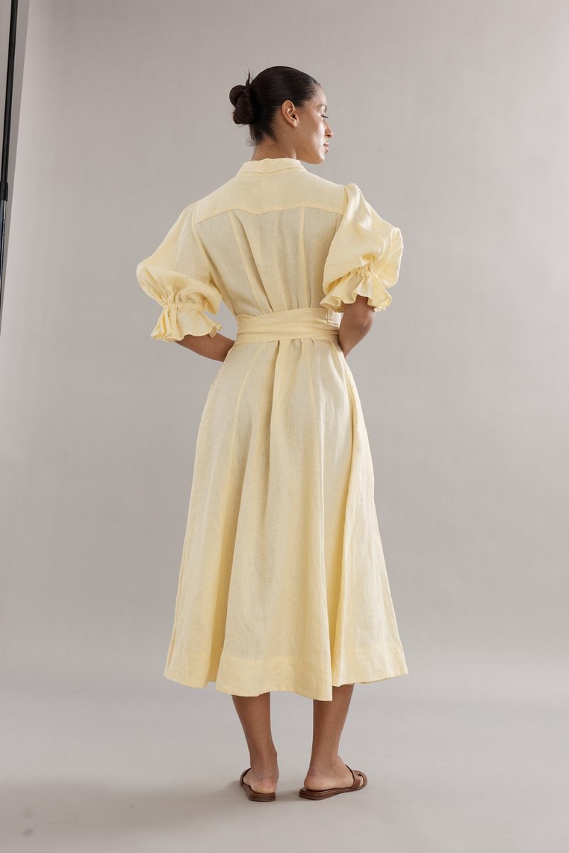 Bloom Dress Yellow Linen
