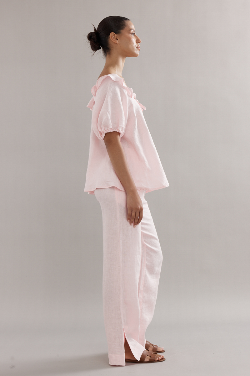 Little Darling Blouse Pink Linen