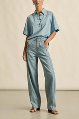Insinuate Top Light Chambray