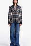 Rib Cuff Birkin Blazer Multi Plaid With Black