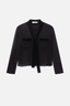 The Velvet Trim Modern Tie Blouse Black