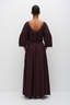 Gathered Yoke Midi Dress Aubergine