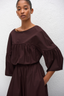 Gathered Yoke Midi Dress Aubergine