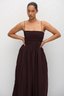 Shirred Bodice Dress Aubergine