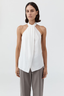 Oxford Halter Tie Back Top White