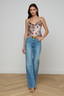 Calista Satin Camisole Taupe/ Dark Red Faded Kiss