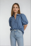 Bec Puff Sleeve Blouse Mid Blue