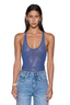 Lara Mesh Bodysuit Pinstripe Krystal