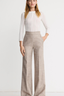 High Rise Wide Leg Pant Taupe Tweed