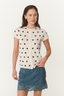 Sandra Merino Knit Top Bone/ Espresso Spot