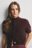 Claudia Cashmere Short Sleeve Aubergine