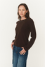 Emaline Stud Merino Knit Top Dark Cacao