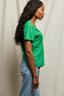 Hendrix Cotton Boxy V Neck Tee Grass