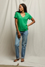 Hendrix Cotton Boxy V Neck Tee Grass