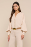 Kiera Ladder Trim Blouse Biscuit