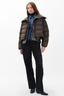 Gloria Mixed Media Puffer Jacket Brown