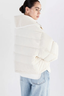 Gloria Mixed Media Puffer Jacket Off White