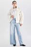 Gloria Mixed Media Puffer Jacket Off White