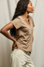 Hendrix Cotton Boxy V Neck Mocha