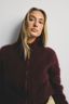 Felix Zip Up Cashmere Bomber Aubergine