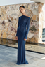 Marabou Long Sleeve Maxi Dress Petrol