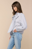 Deon Tie Neck Blouse White / Thin Blue Mist Stripe