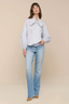 Deon Tie Neck Blouse White / Thin Blue Mist Stripe