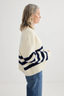 Oversized Stripe Crew Ivory/ Midnight