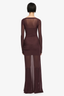 Marabou Long Sleeve Maxi Dress Aubergine