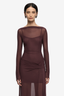 Marabou Long Sleeve Maxi Dress Aubergine