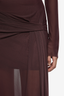 Marabou Long Sleeve Maxi Dress Aubergine