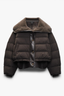 Gloria Mixed Media Puffer Jacket Brown