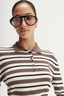 Ana Knit Polo Chocolate Stripe