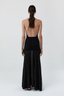 Circle Hem Halter Dress Black