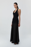 Circle Hem Halter Dress Black