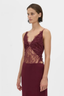 Cora V Neck Lace Bodysuit Burgundy