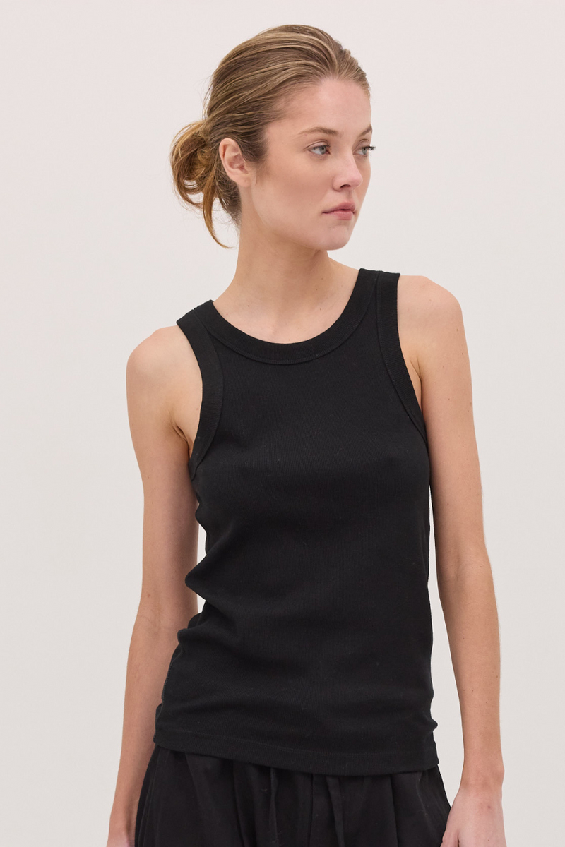 The Ribbed Tank Black