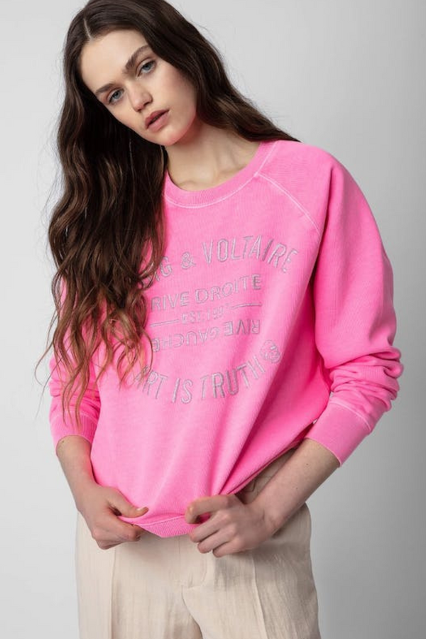 Upper Blason Embroidered Sweatshirt Electric Pink