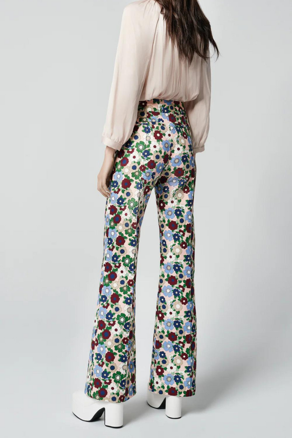 Wide Leg Pintuck Trouser Blush Multi Floral