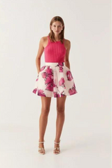 Dixie Flared Mini Skirt Falling Florals