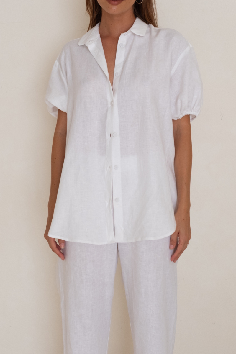 Mellow Puff Shirt White Linen