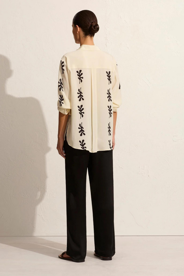 Long Sleeve Silk Shirt Fig Leaf Ivory