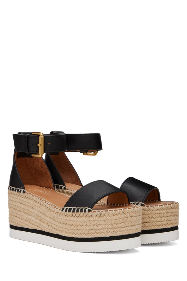 Glyn Platform Espadrille Black