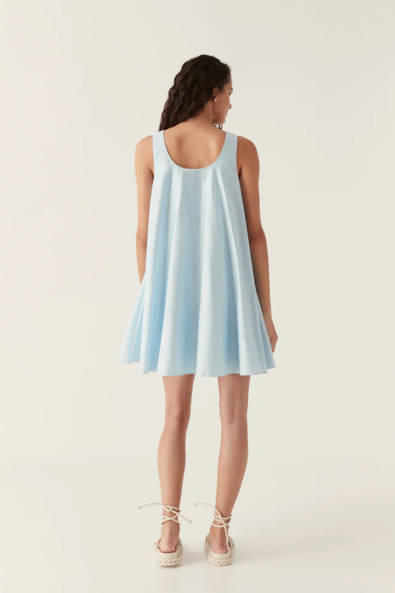 Asta Whipstitch Mini Dress Pale Blue