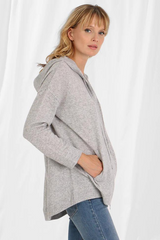 Cashmere Oversized Zip Hoodie Light Heather Grey