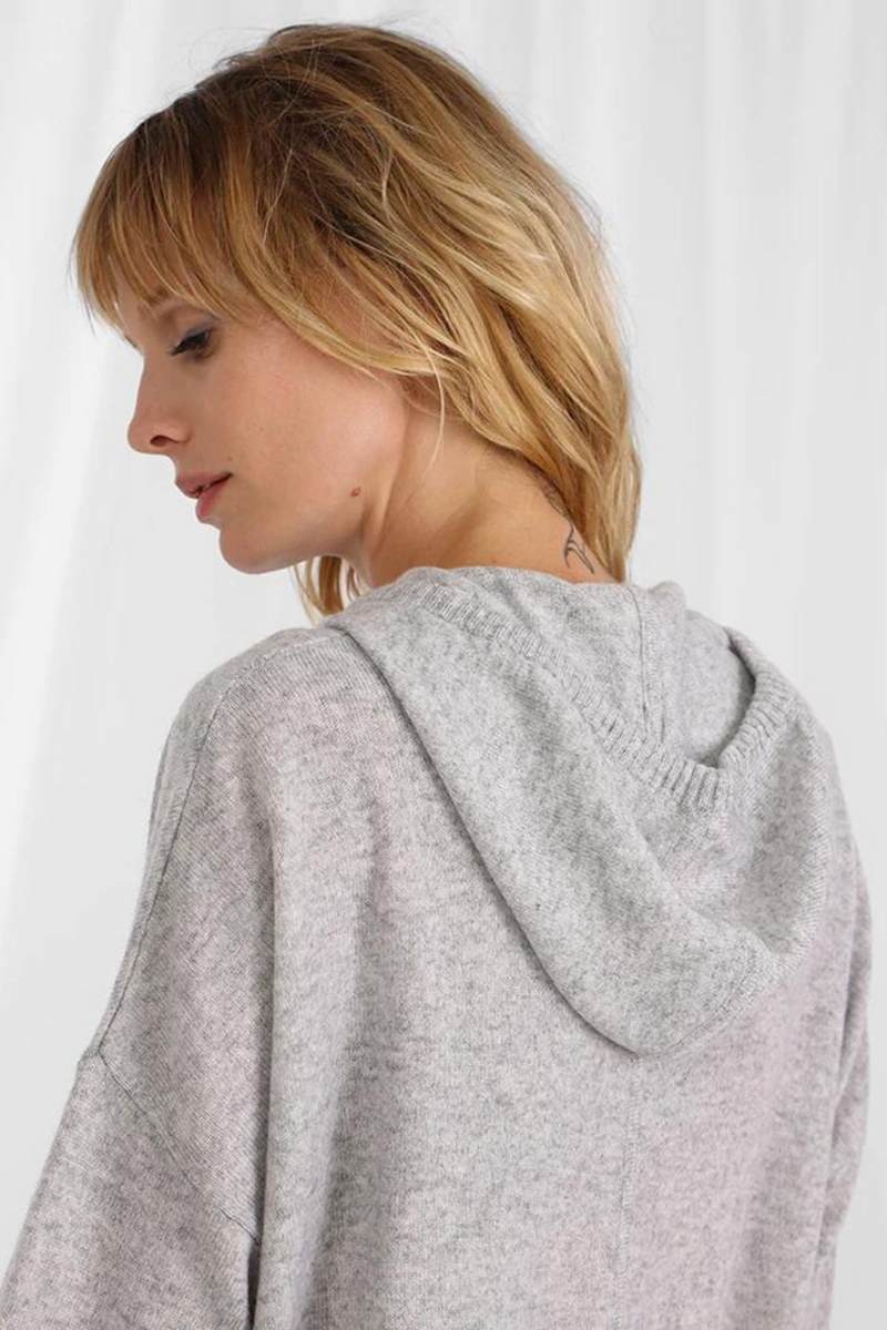 Cashmere Oversized Zip Hoodie Light Heather Grey