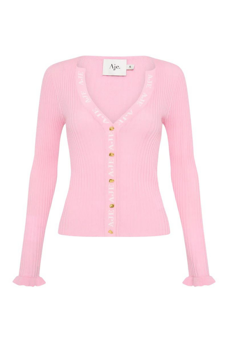 Duality Seamless Cardigan Pink/Ivory Logo