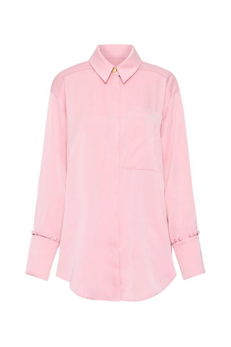 Riddle Buttoned Crepe Shirt Chalk Pink
