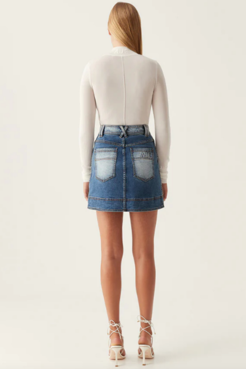 Embrace Denim Mini Skirt Two Tone Indigo