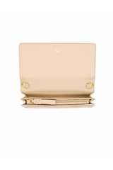 Joni Logo Chain Clutch Natural Beige